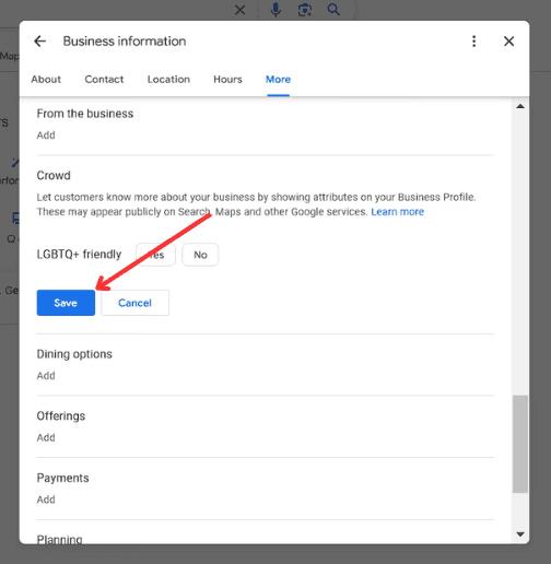Google Business attributes 7