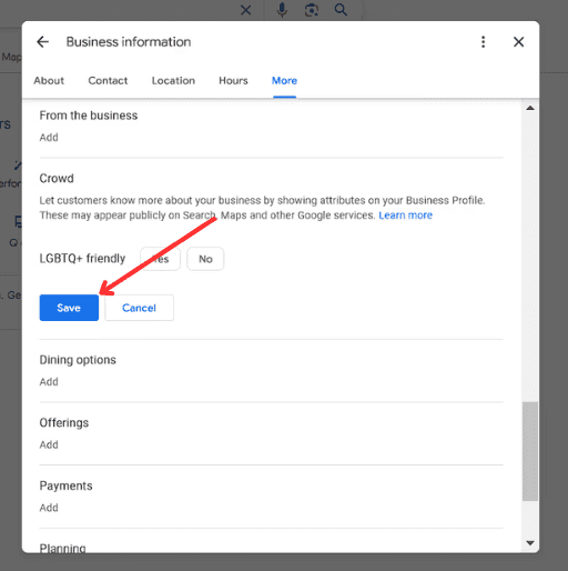 Google Business attributes 3